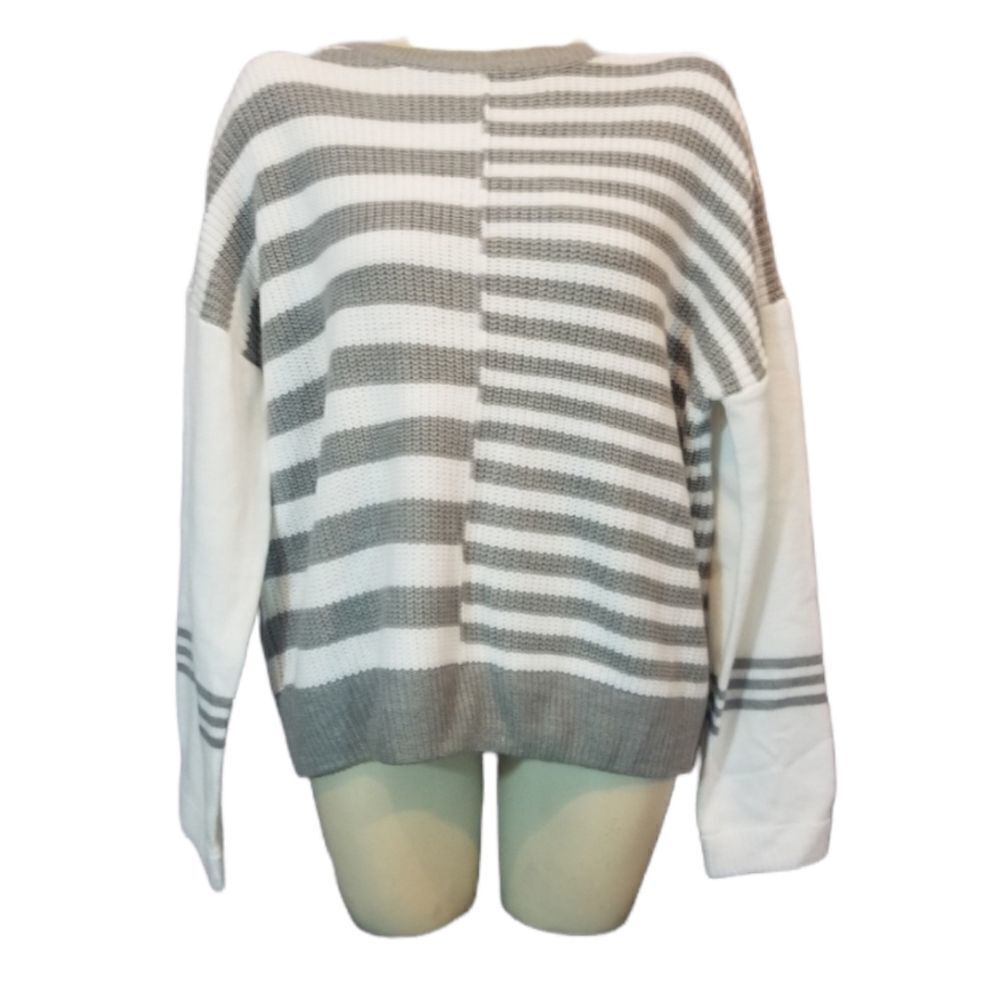 Catherine Malandrino Grey &‎ White Sweater Sz XL